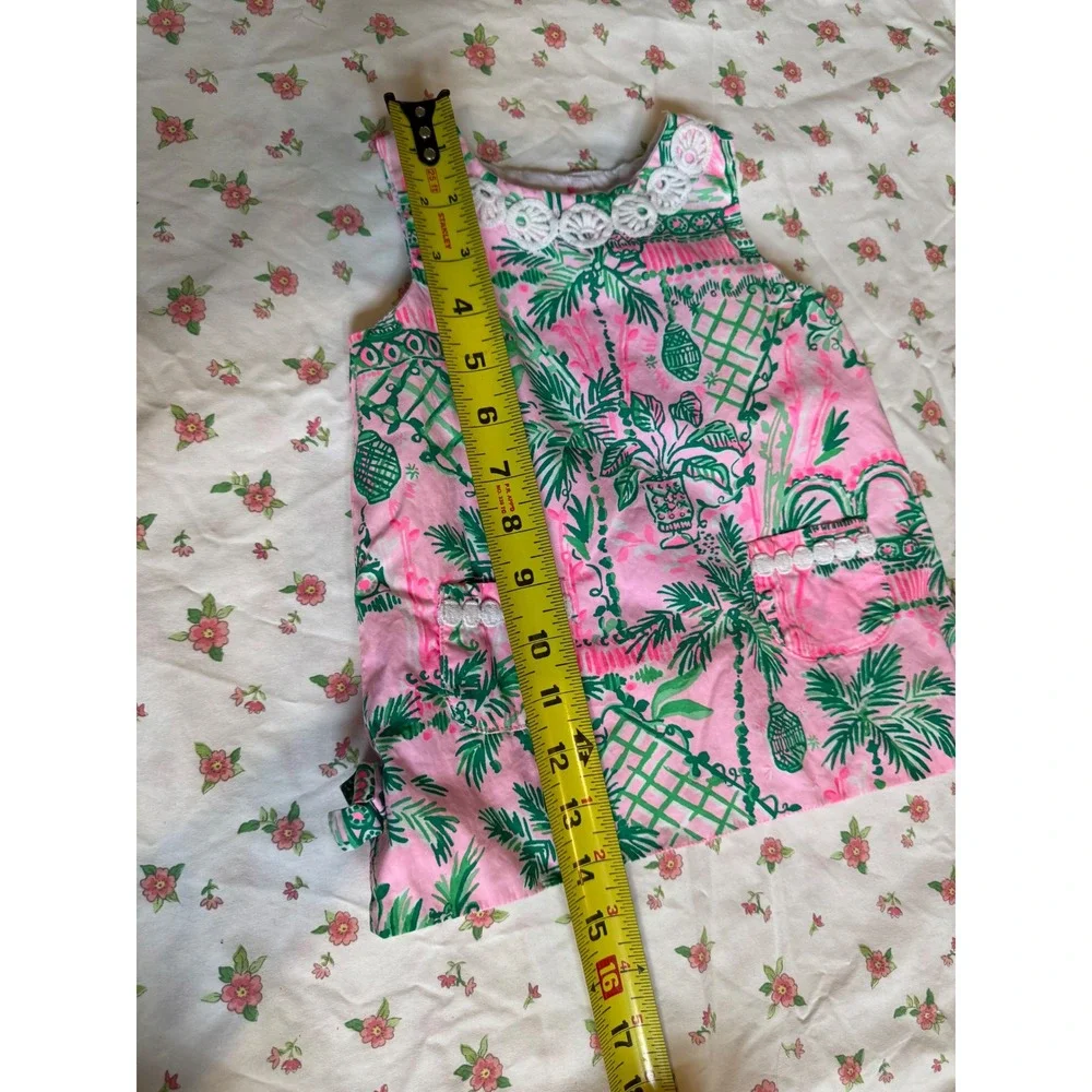 Lilly Pulitzer Baby Girls Pink Green Tropical Palm Shift Dress Bloomers 12-18M